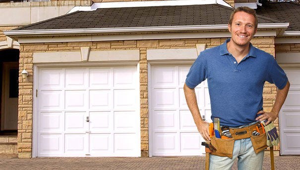 man standing in front of garage door